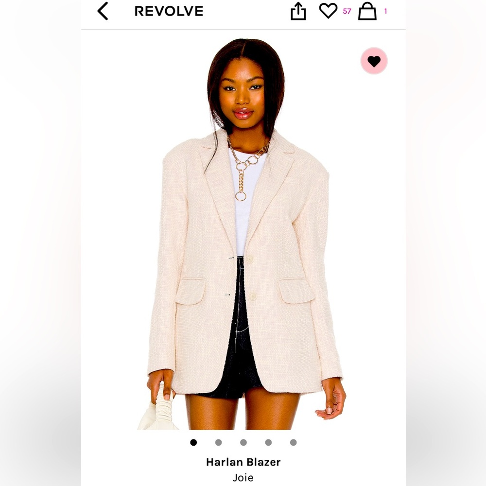 REVOLVE - Joie Spring Pink and White Tweed/Cotton Blazer, size 6